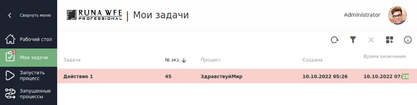 Вкладка Мои задачи